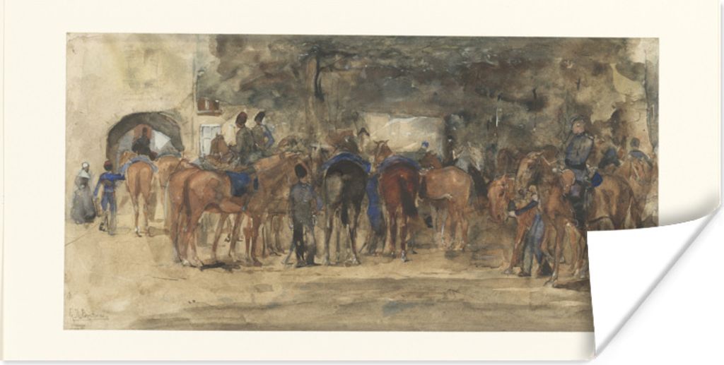 MuchoWow Poster Kavallerie in einem Karree - Gemälde von George Hendrik Breitner 120x60 cm - Bild