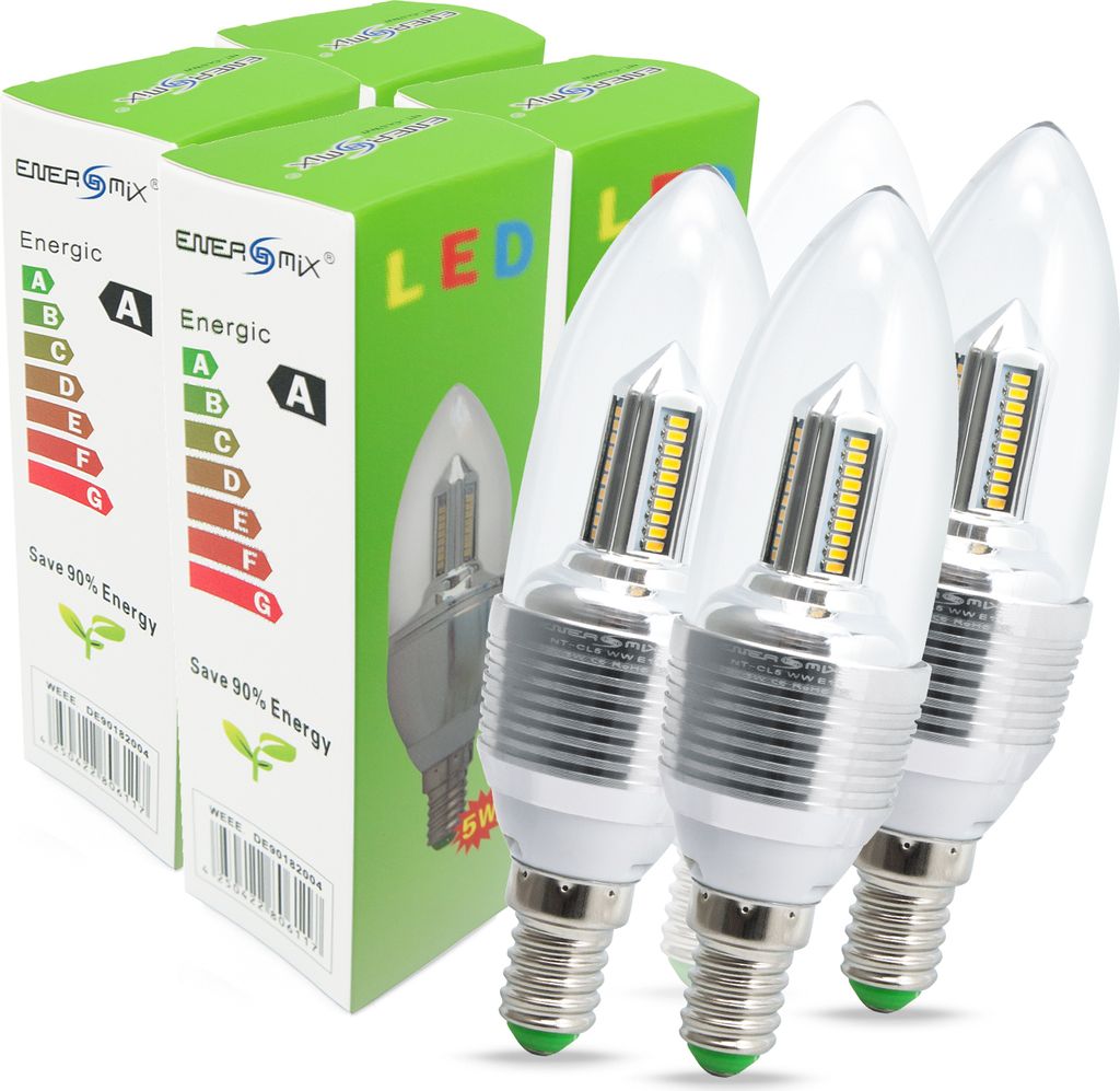 E14 LED Lampe Candle 5 Watt Warmweiß 4 Stück