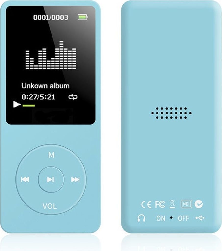 AIORBER MP3 MP4 Musik-Player für Kinder, 16GB Speicher, 1,8 Zoll Farbdisplay, integrierter Lautsprecher, Schnellladung, tragbar,MP3-Player,Schwarz