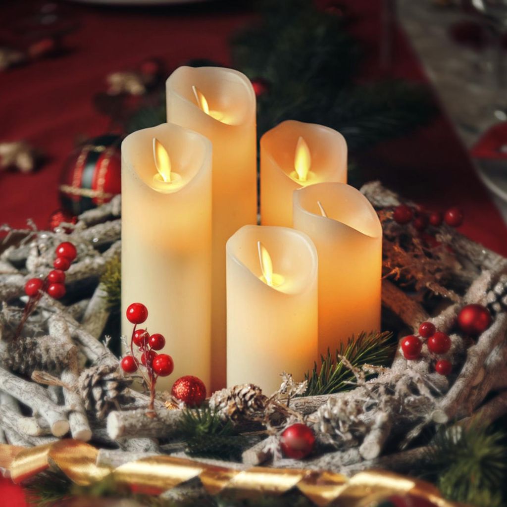 CCLIFE LED Kerzen Echtwachs 5er Set mit Fernbedienung Timer Produktbild 