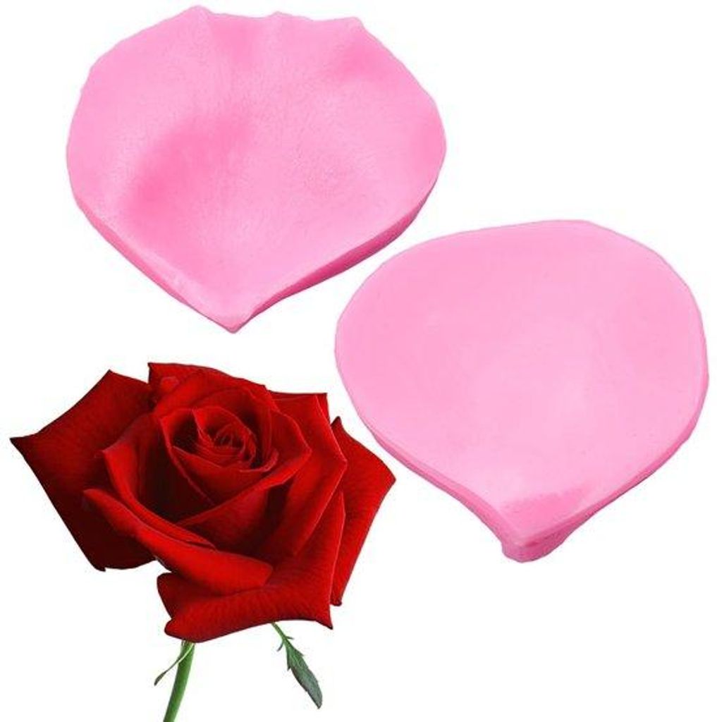 Silikonische Blumenformen 2er Set, rote Blumenblätter, für Fondant, Drukktechnik, Dekorationswerkzeug für Cookies, Gumpaste, DIY
