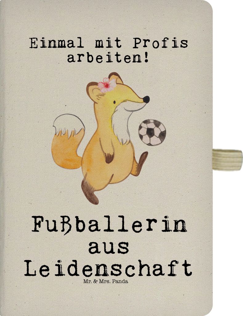 Mr. & Mrs. Panda Tagebuch Fußballerin Leidenschaft - Transparent - Geschenk, Skizzenbuch, notizbuch, Fußballspiel, Fußballspielerin, A5 Heft, Gl...
