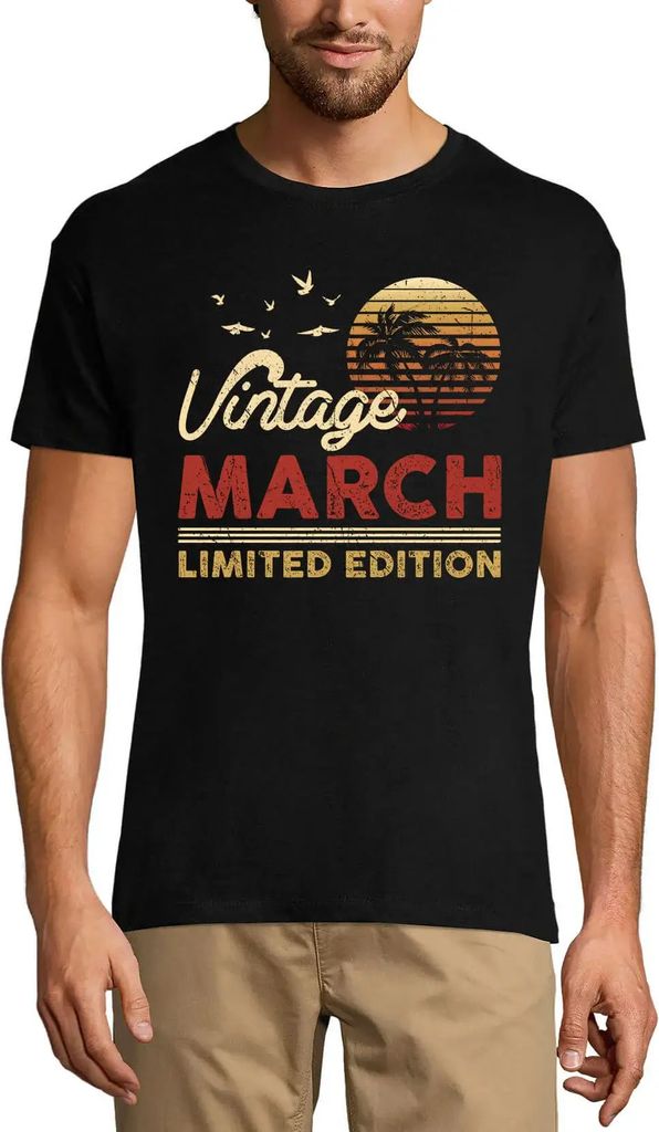 Herren Grafik T-Shirt Weinlese-Marsch – Vintage March – Öko-Verantwortlich Vintage Jahrgang Kurzarm Lustige Druck Geburtstag Geschenk Mann