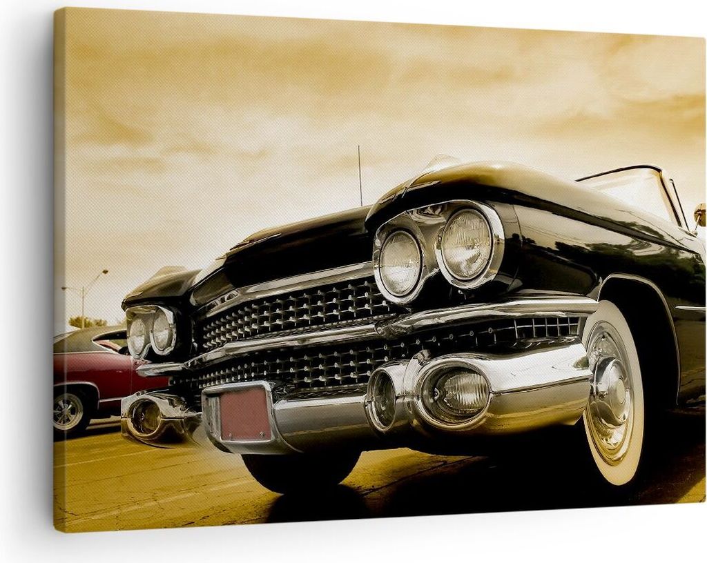 Bild auf Leinwand - Leinwandbild - Auto Chrom Rad - 70x50cm - Wand Bild - Wanddeko - Wandbilder - Leinwanddruck - Bilder - Kunstdruck - Wanddekorat...