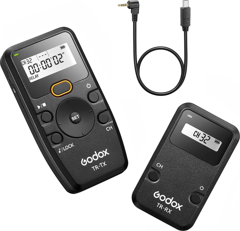 Godox TR-Serie 2,4 G kabellose Timer-Fernbedienung, Kamera-Ausloeser-Fernbedienung (Sender und Empfaenger), 6 Timer-Einstellungen, 32 Kanaele, 100 ...