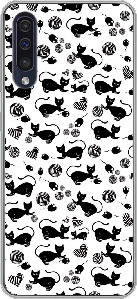 MuchoWow Handyhülle Schutzhülle Hülle für Telefoonhoesje Samsung Galaxy A50 Mädchen - Katze - Maus - Muster - Mädchen - Kinder - Kinder - M...