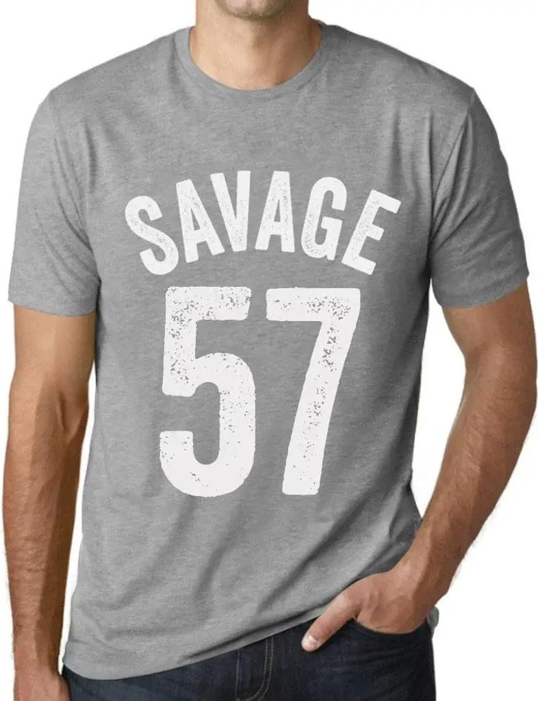 Herren Grafik T-Shirt Savage 57 Geschenk 57. Geburtstag Jahrestag 57 Jahre Jubiläum 57 Jährige Mann Jahrgang 1967 Kurzarm Lustige Druck