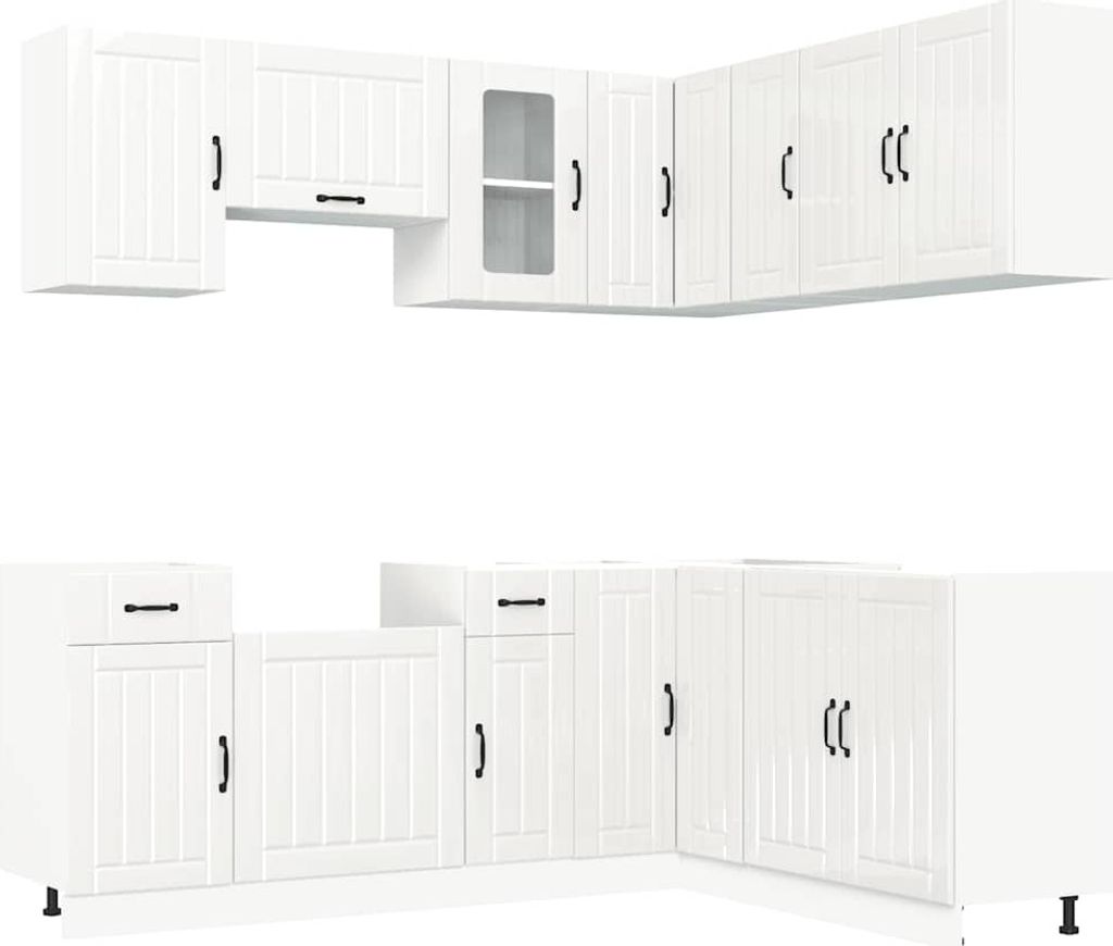 11-tlg. Küchenschrank-Set Kalmar Hochglanz-Weiß Holzwerkstoff