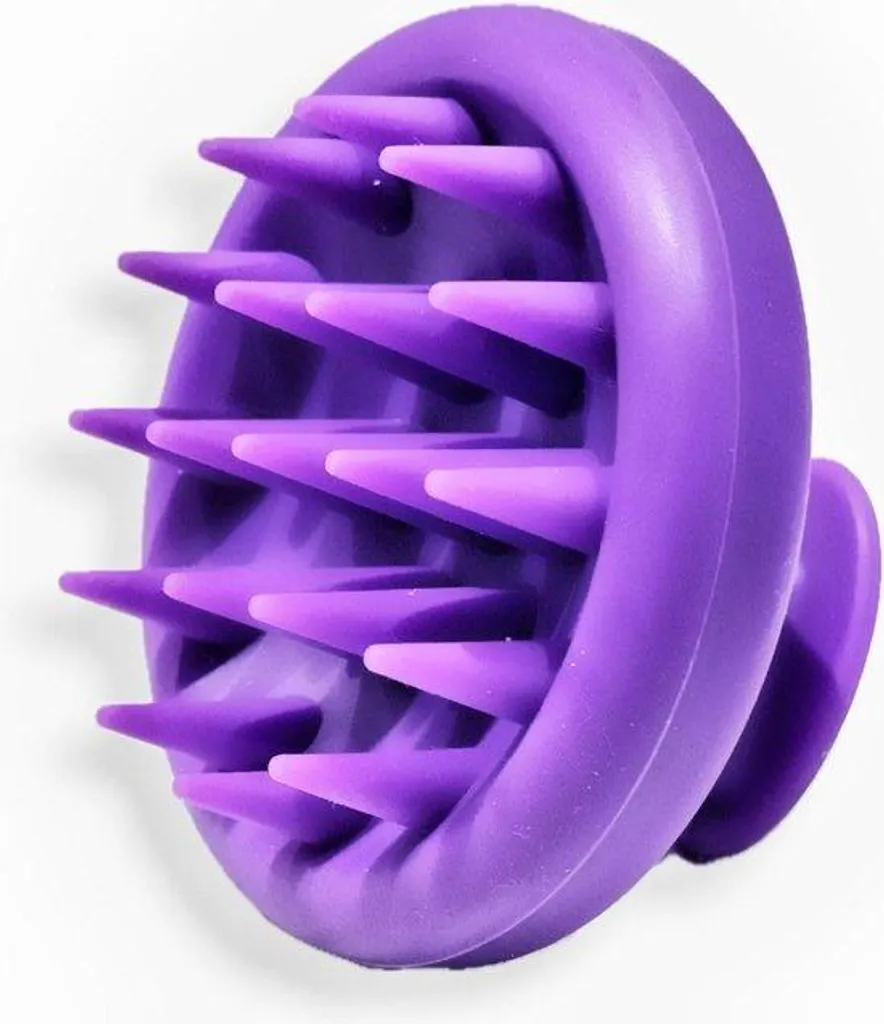 Brosse de massage cuir chevelu violette pour soin des cheveux et cuir