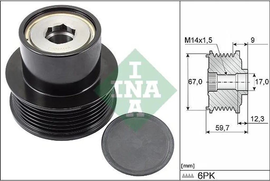 Poulie alternateur INA 535028810 renforcée pour moteur 1.0 et 1.2 VTi
