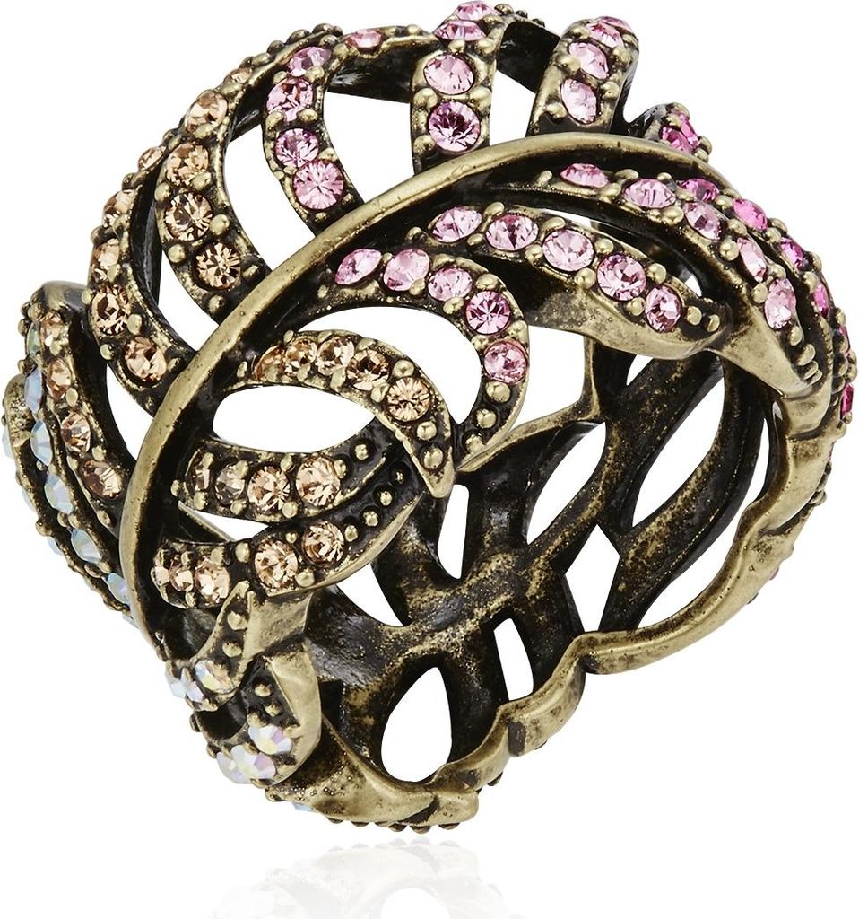 Lulu Jane Ring Feder Metall-Legierung verziert mit Kristallen von Swarovski 52