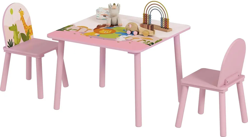 Set table et chaises enfant rose : mobilier sécurisé et facile à nettoyer