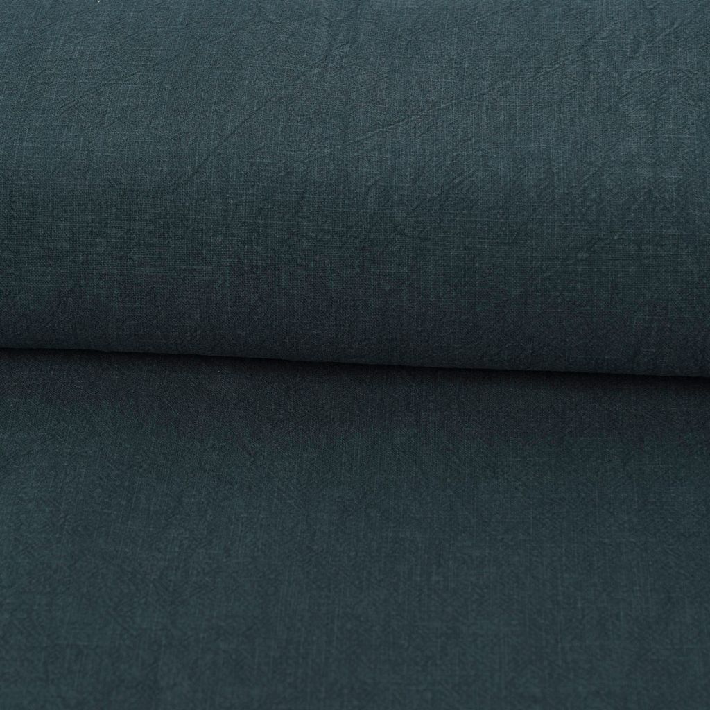 Leinenstoff mit Baumwolle in dunkelblau stone washed 140cm Stoffbreite