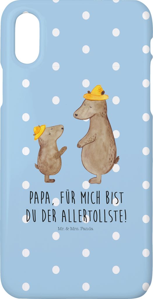 Mr. & Mrs. Panda Iphone 10 Handyhülle Bären mit Hut - Blau Pastell - Geschenk, Vatertag, Cover, Kinder, Muttertag, Hülle, X, Family, Handy, Familie