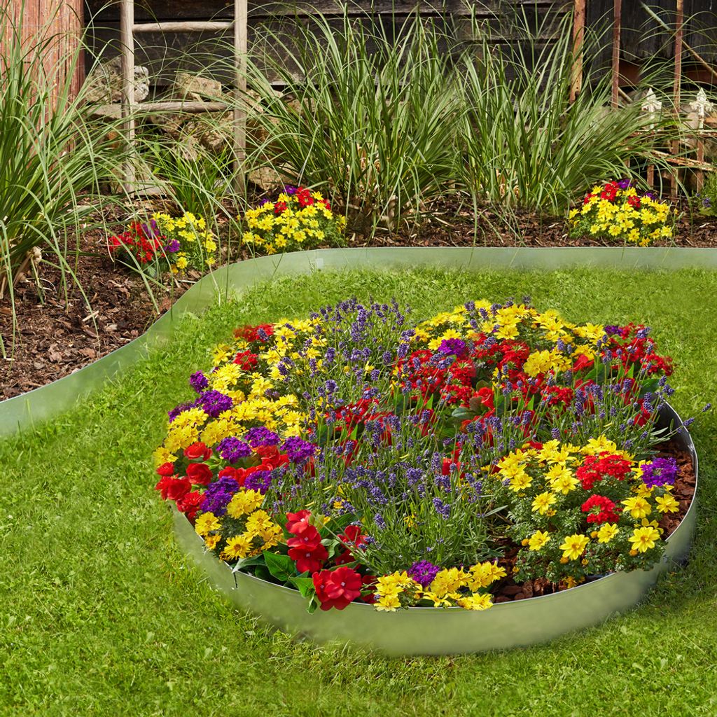 Rasenkante Metall 5m 10m 15m 20m 25m 30m erweiterbar 100x14cm verzinkt Beeteinfassung Beetumrandung Mähkante Garten Umrandung V2Aox, Länge:30 m