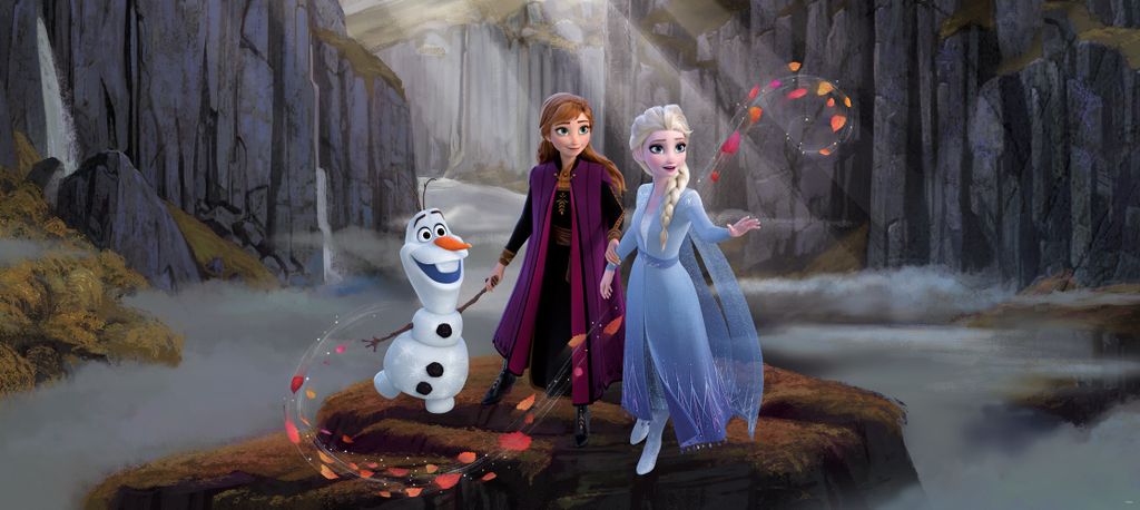 Disney Poster Die Eiskönigin Anna & Elsa Blau, Lila und Braun - 600905 - 202 x 90 cm