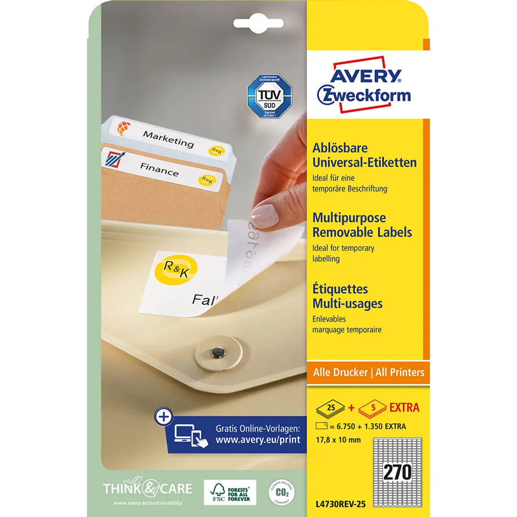 Convenienza Avery Zweckform L4730REV-25 Etichette 17,8x10mm 25ff - 28