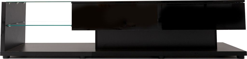 TV-Schränke(Schwarz)Lowboards,Glastrennwände und variable LED-Beleuchtung,verbindet natürlichen,rustikalen Stil mit modernem Design