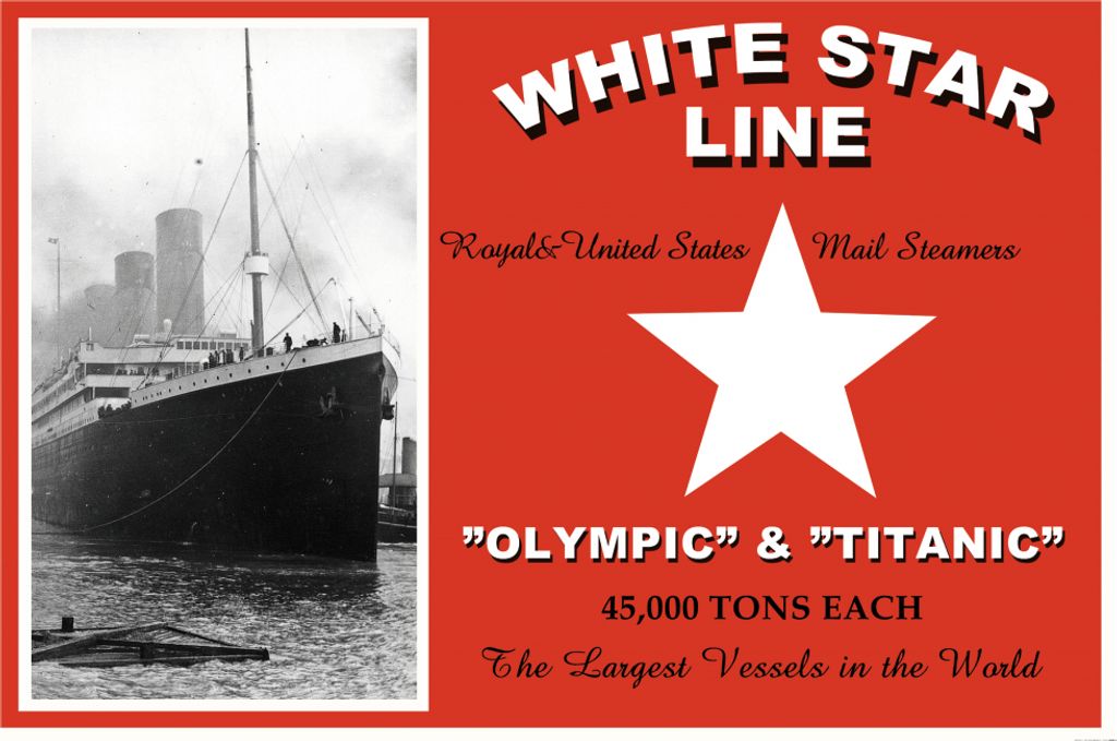 Titanic Kunstdruck Bild - White Star Line Olympic Und Titanic (80 x 120 cm)