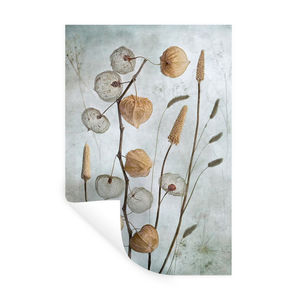 MuchoWow Wandtattoo Wandsticker Wandaufkleber Stilleben - Natur - Herbst - Trockenblumen - Braun 60x90 cm Selbstklebend und Repositionierbar - St...