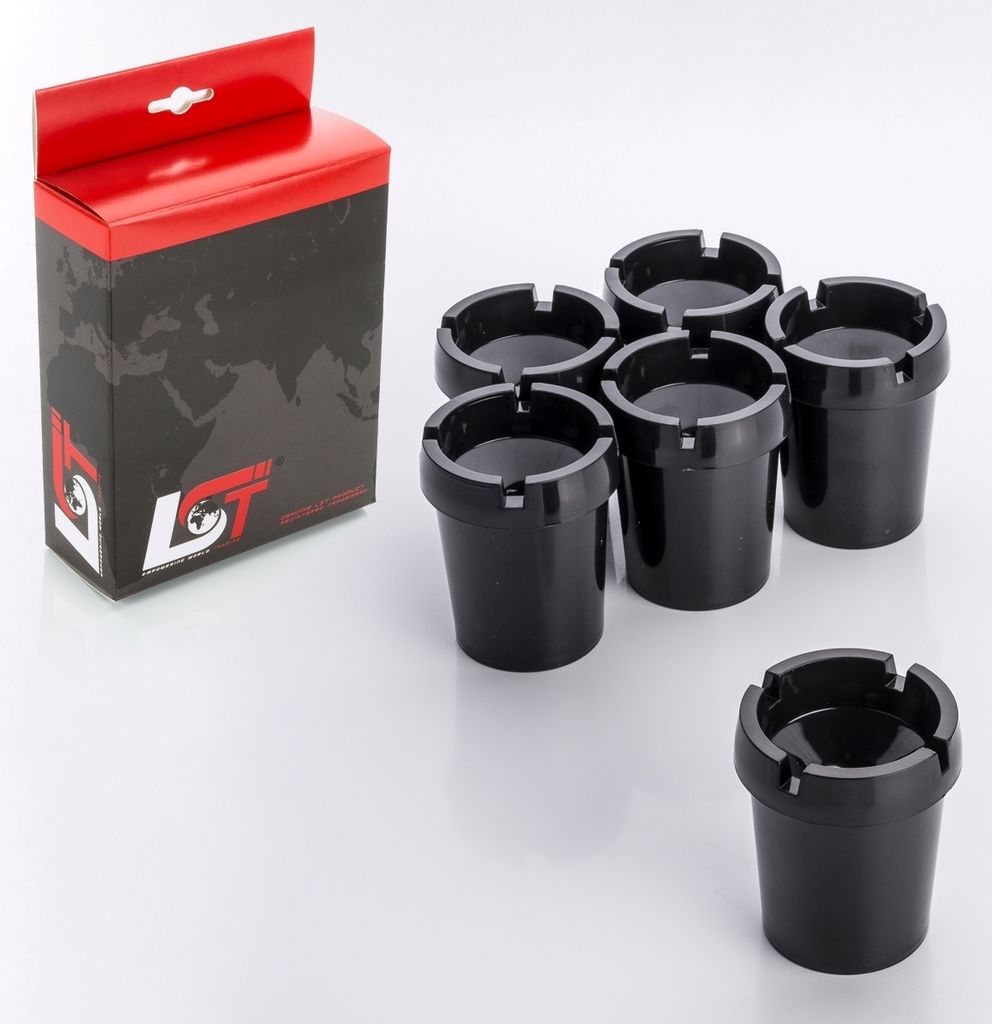 6x Aschenbecher Sturmaschenbecher rauchfrei Getränkehalter schwarz Kunststoff