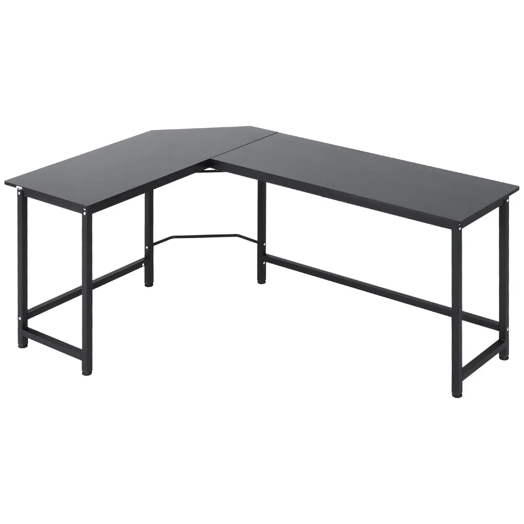 Bureau d'angle assis-debout ergonomique 168x120 cm pour ordinateur noir