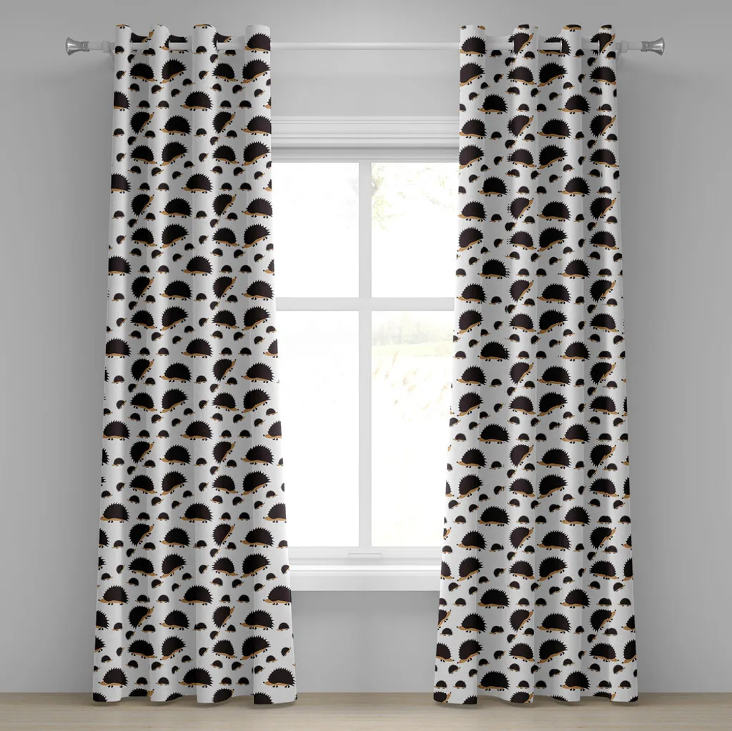 Rideaux à œillets motif hérisson brun foncé en tissu haute qualité