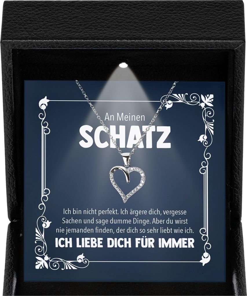 22Feels Damen Geschenk Ich Liebe Dich Kette - Silber 925/000 Herz Schmuck - Frauen Hochzeitstag Ehefrau Schatz Valentinstag für Sie Jahrestag Freu...