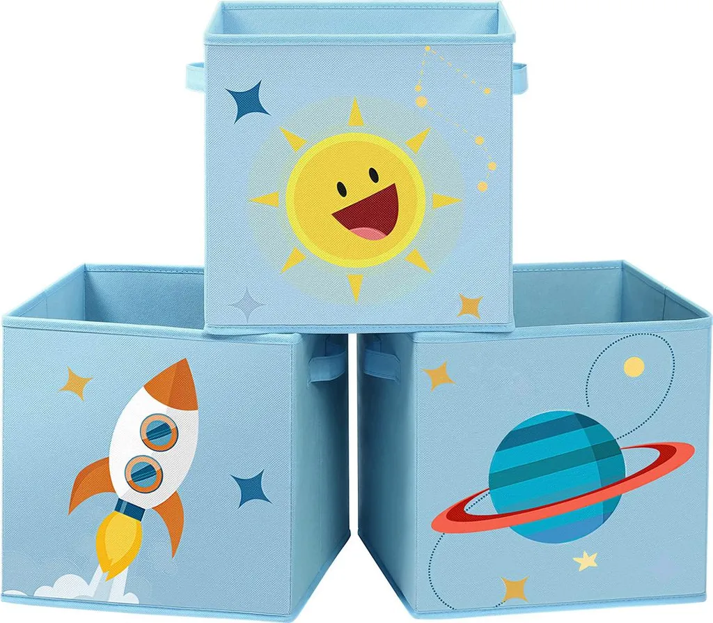 Boîtes de rangement bleues Lot de 6 - Bac de stockage empilable 30L