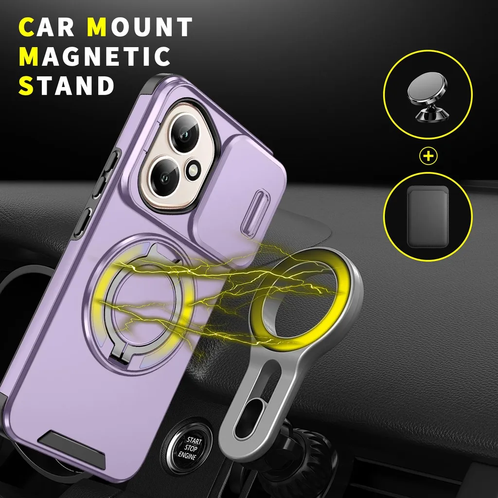 Cover Professionale Honor 400 Viola: Privacy Camera e Supporto Magnetico - 5