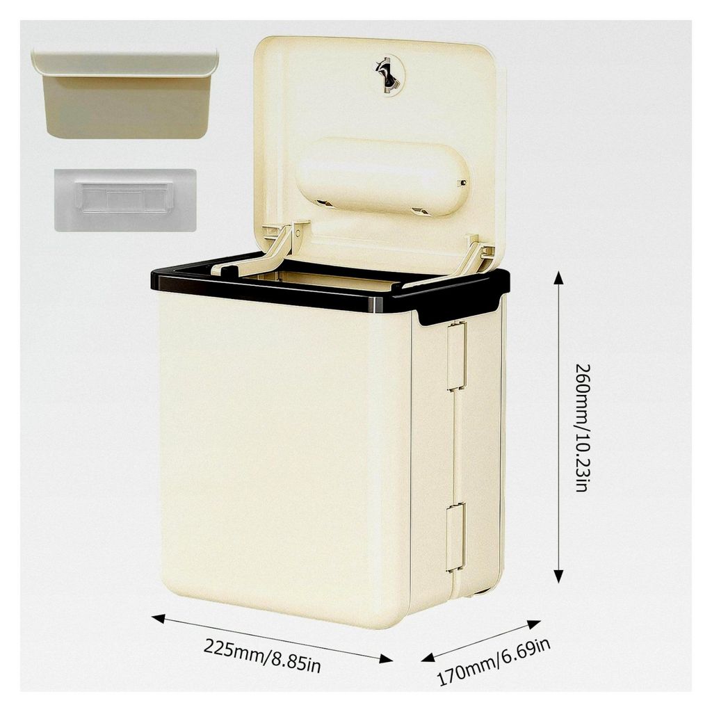 9L Wandmontage Mülleimer mit Deckel, Faltbarer Mülleimer für die Küche, Kunststoff, Mülleimer für Wohnmobile, Geeignet für Küchen, Wohnwage...