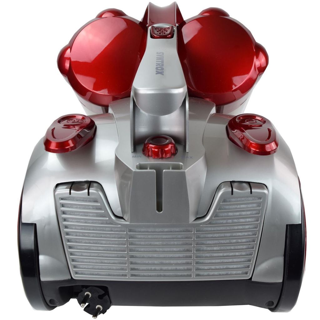 Zyklon-Staubsauger | Beutellos | HEPA-Filter | inkl. Zubehör | Silber-Rot - Jarau