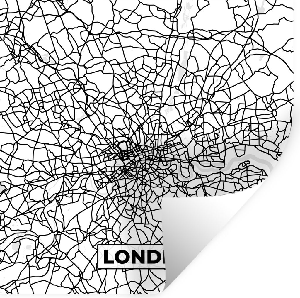 MuchoWow Wandtattoo Wandsticker Wandaufkleber London - Stadtplan - Schwarz und Weiß - Karte 80x80 cm Selbstklebend und Repositionierbar - Wierde...