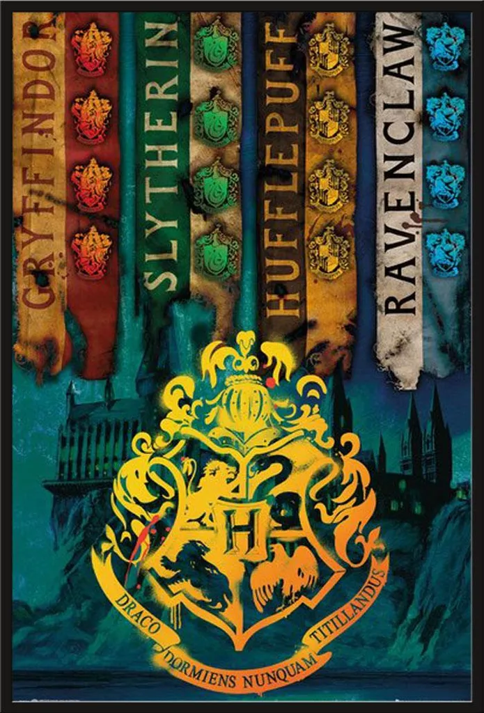 Déco Chambre Harry Potter Cadre Shinsuke Maxi et Affiches des Maisons
