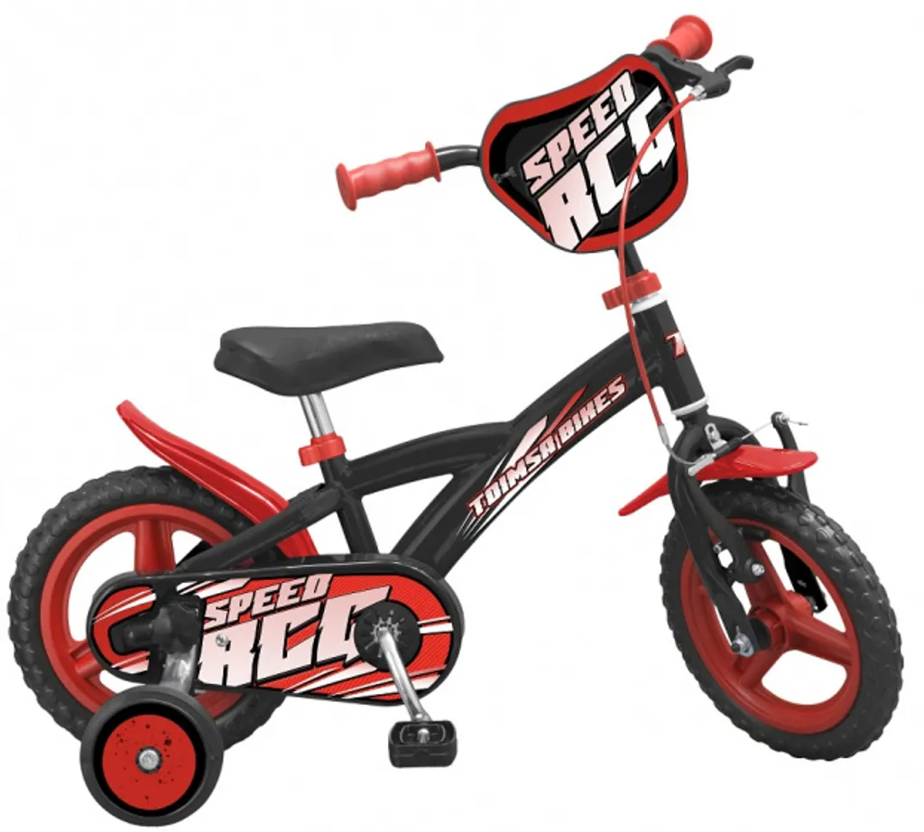 Vélo 12 pouces Vitesse ultra robuste 21,5 cm Noir et Rouge Garçon