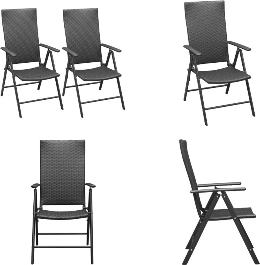 vidaXL Stapelbare Gartenstühle 2 Stk. Poly Rattan Schwarz - Gartenstuhl - Gartenstühle - Stuhl - Stühle