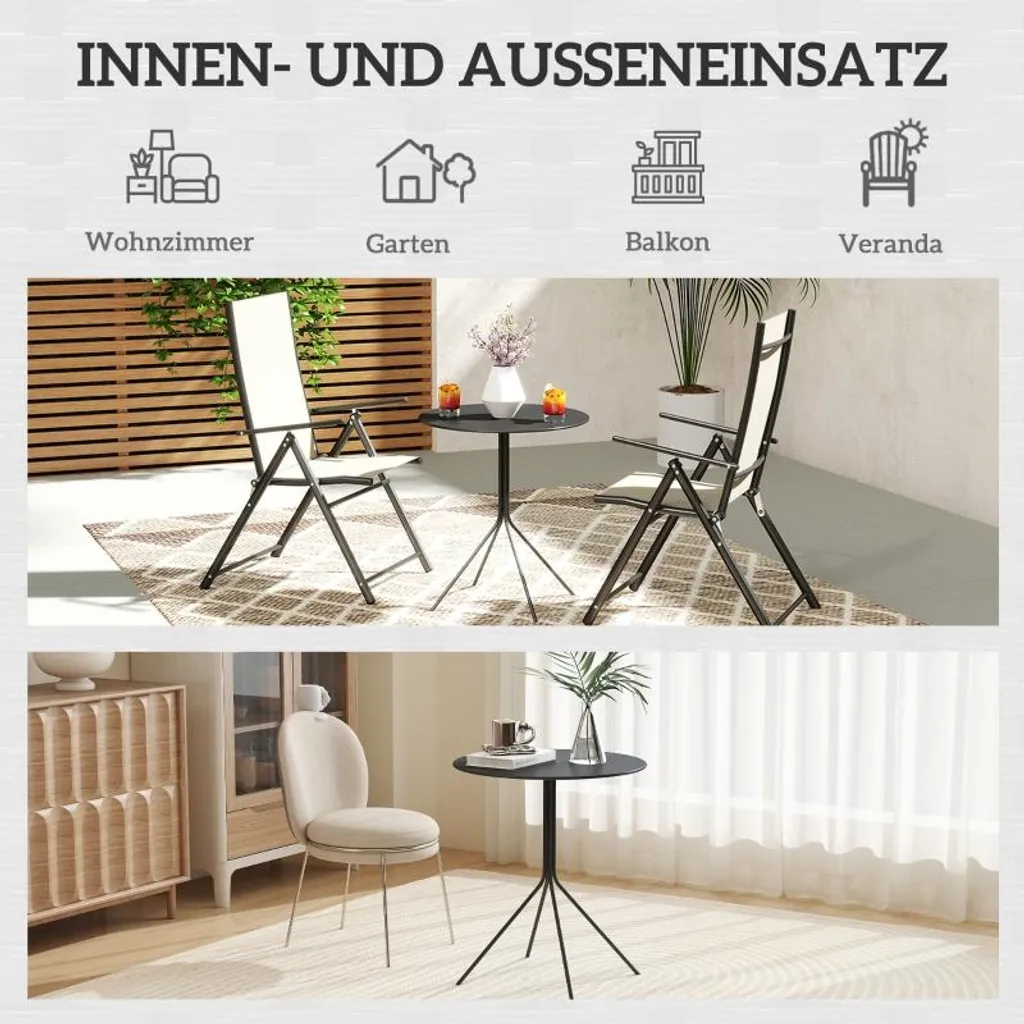Table de terrasse résistante aux intempéries avec patins Ø60 noir