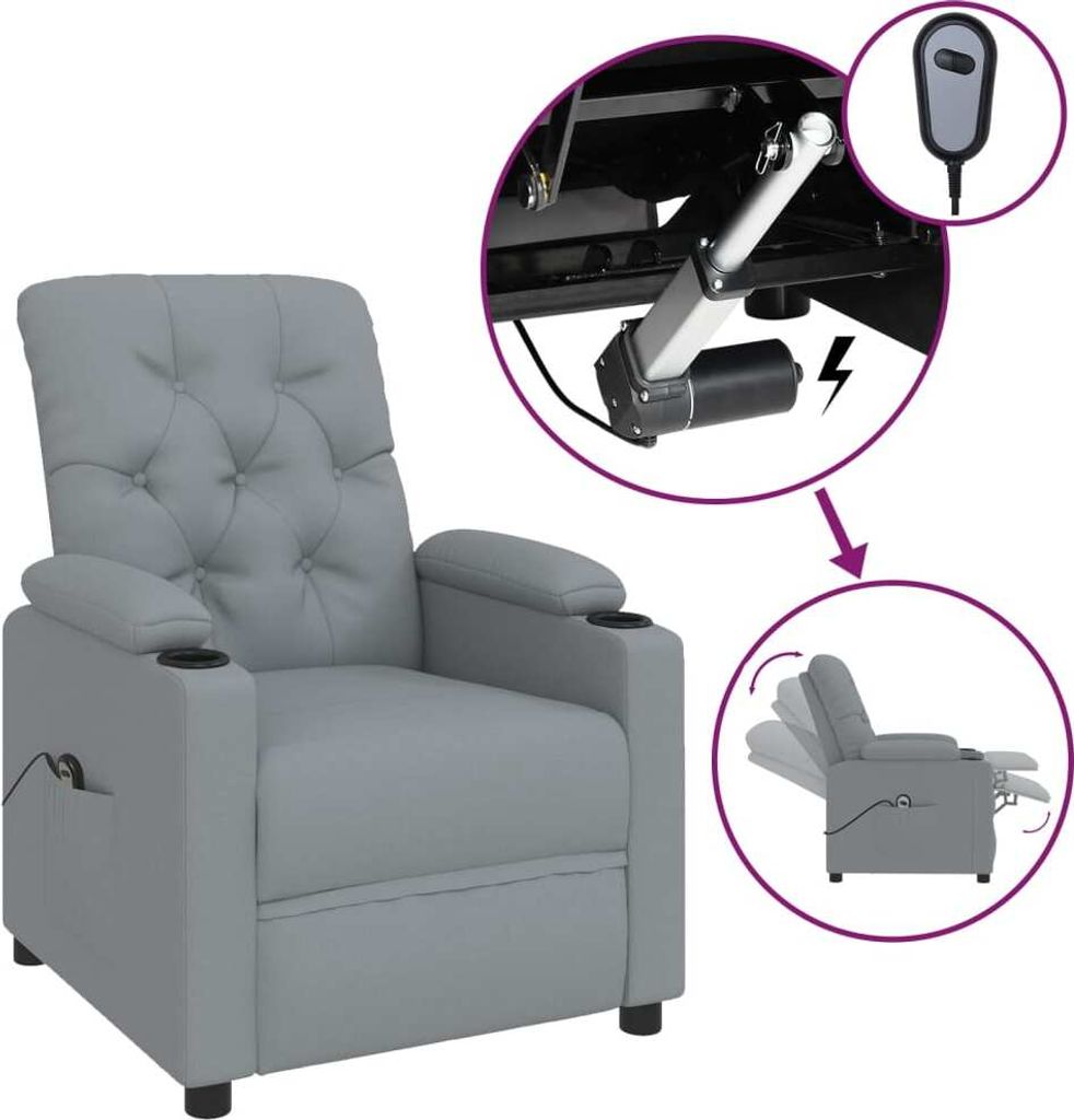 vidaXL Relaxsessel Elektrisch Hellgrau Stoff