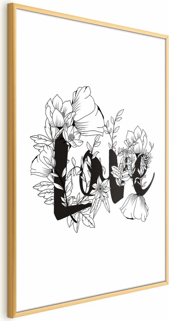 Quadro Decorativo Amore in Fiori 40x60 cm - Cornice Oro Design