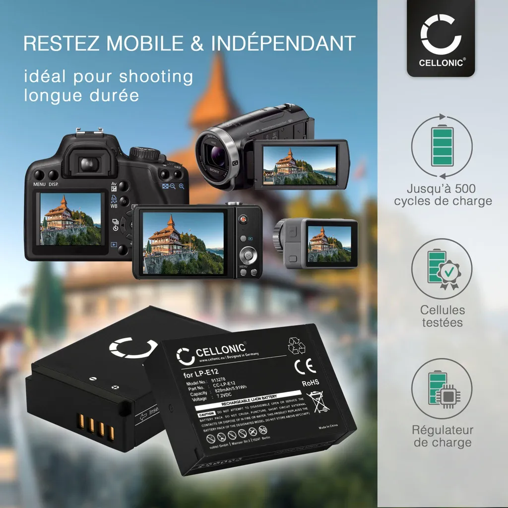 Plus de panne de batterie : Pack LP-E12 pour Canon EOS M50 et Chargeur x2 - 5