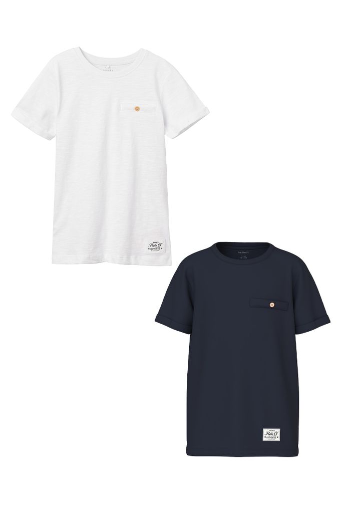 NAME IT T-Shirt 2er-Set Kurzarm Rundhals Knopf-Detail Produktbild 