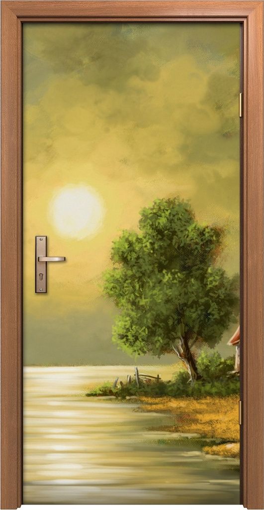 Türposter 90x200 cm Türaufkleber Türtapete Türfolie Klebefolie Mond Meer Landschaft Digitale Kunst