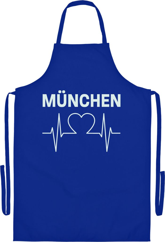 multifanshop Grillschürze - München blau - Herzschlag, blau, Größe one size