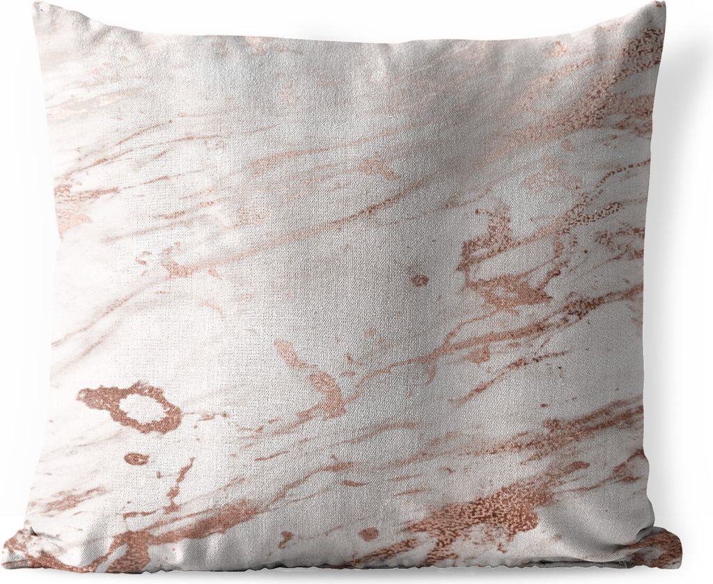 MuchoWow Outdoor Kissen - Marmor - Weiß - Rosa - 60x60 cm - Wetterfest - Lounge Kissen - Dekoration - Schlaf Kissen