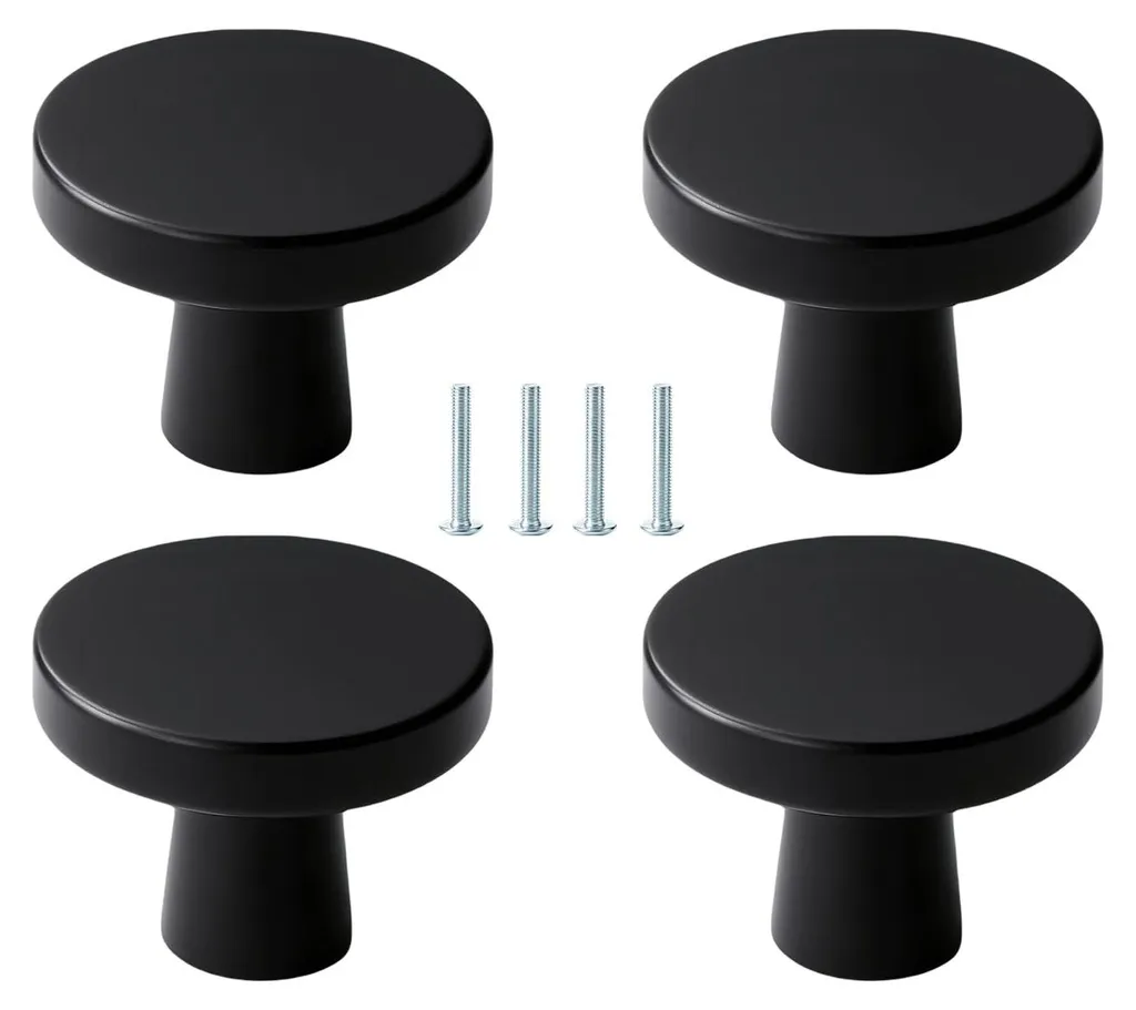 Poignées de Meuble pour Cuisine et Salle de Bain, Boutons Noir Mat Inox