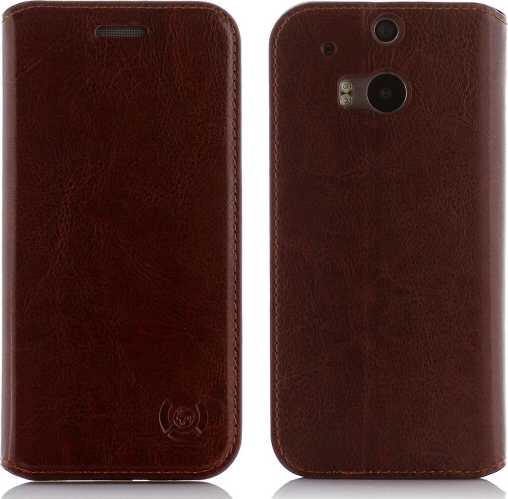 HTC One Max Echt-Leder numia Flipcover Braun