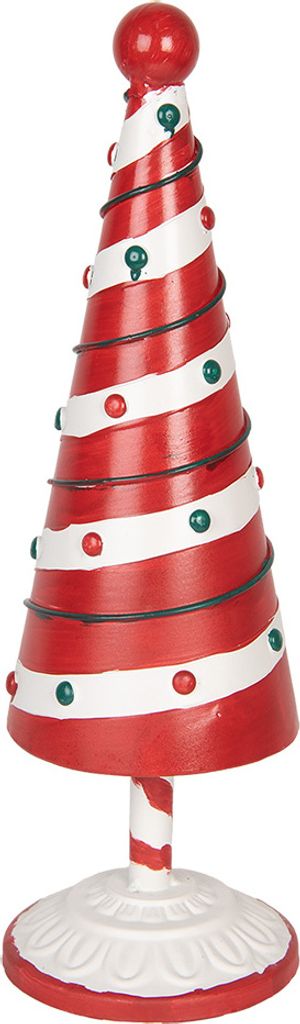 Clayre & Eef Weihnachtsdekorationsfigur Weihnachtsbaum Ø 12x36 cm Rot Weiß Metall