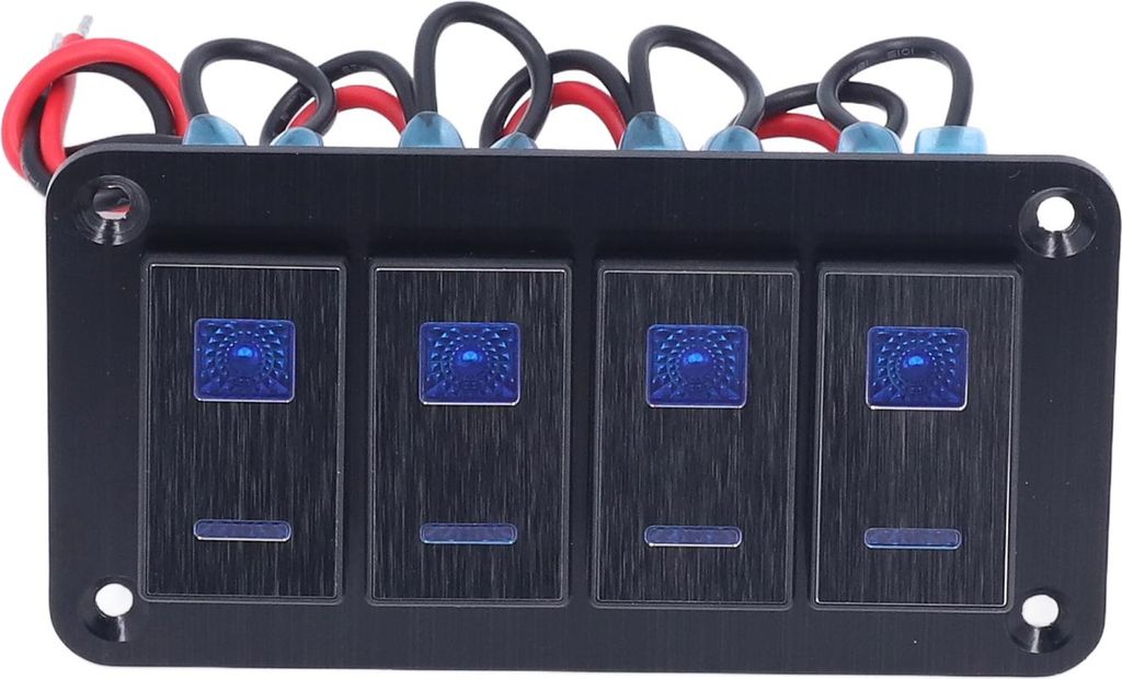 Schwarzes 4-Gang-Wippschalterfeld, wasserdichter IP65-Kippschalter mit LED-Hintergrundbeleuchtung, Motorboot-Modifikation DC12-24V