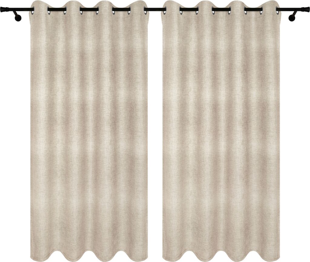 Fertigvorhänge mit Ösen 140x240 cm 2 Stücke Leinenmuster beige Vorhänge für Wohnzimmer