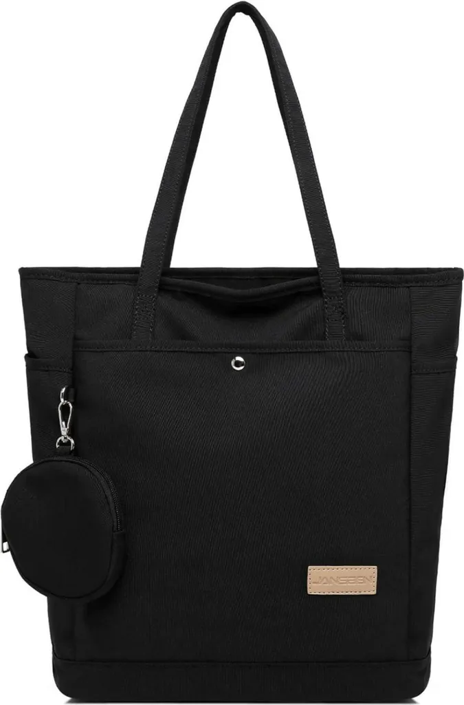 JANSBEN Ladies Shopper Borsa a tracolla in tessuto Shopping Bag Nero
